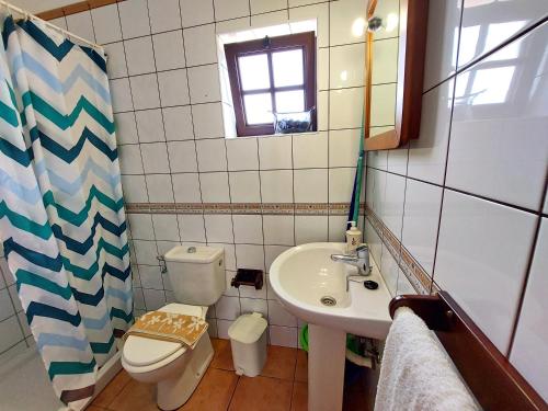 een kleine badkamer met een toilet en een wastafel bij La Roseta in Barlovento