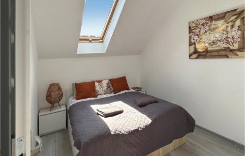 a bedroom with a bed and a skylight at Nice Home In Stare Sady With Kitchen in Stare Sady