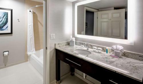 a bathroom with a sink and a mirror at Homewood Suites by Hilton San Jose Airport-Silicon Valley in San Jose