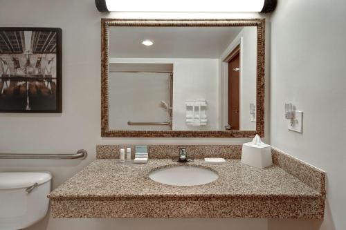 a bathroom with a sink and a mirror at Hampton Inn & Suites Alexandria Old Town Area South in Alexandria