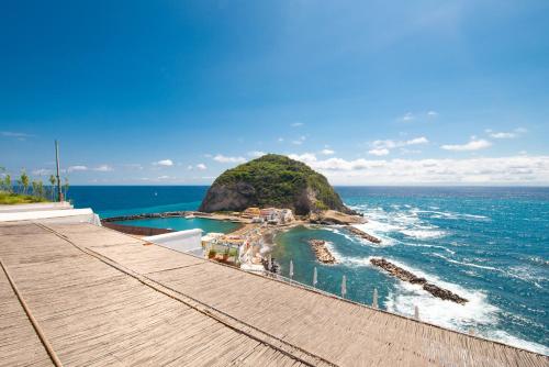 a view of a small island in the ocean at Hotel Villa Sirena in Ischia