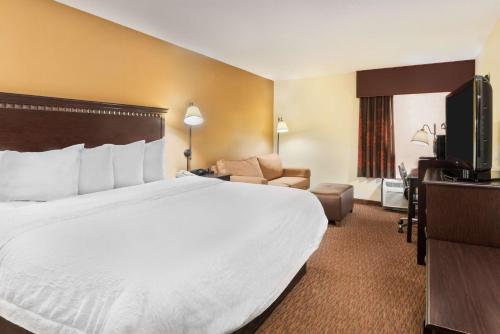 a hotel room with a large bed and a television at Hampton Inn Charlotte University Place in Charlotte