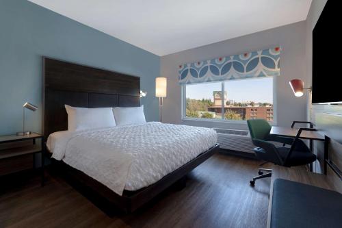 a bedroom with a bed and a chair and a window at Tru By Hilton Atlanta Galleria Ballpark, GA in Atlanta