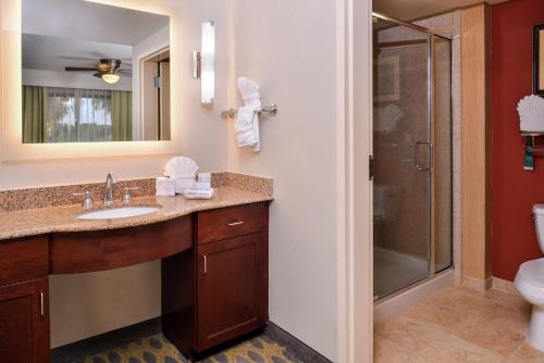 y baño con lavabo y ducha. en Homewood Suites by Hilton Jacksonville-Downtown/Southbank en Jacksonville