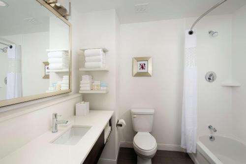 a bathroom with a toilet and a sink and a tub at Hampton Inn Louisville East Hurstbourne in Louisville