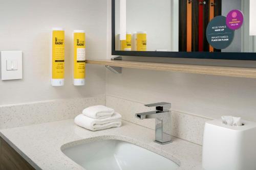 bagno con lavandino e specchio di Tru By Hilton Tallahassee Central a Tallahassee
