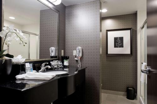 a bathroom with a sink and a mirror at Hampton Inn & Suites Tupelo/Barnes Crossing in Tupelo