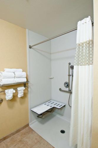 a shower in a bathroom with a shower curtain at Hilton Garden Inn Washington D.C./U.S. Capitol in Washington