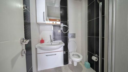 カイセリにあるDuman Safir Rezidansのトイレと洗面台のある小さなバスルーム