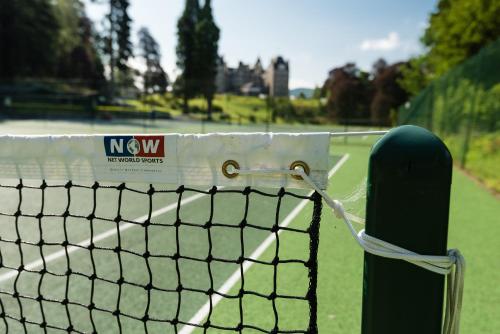 a soccer net with a novy sign on it at The Atholl Palace in Pitlochry