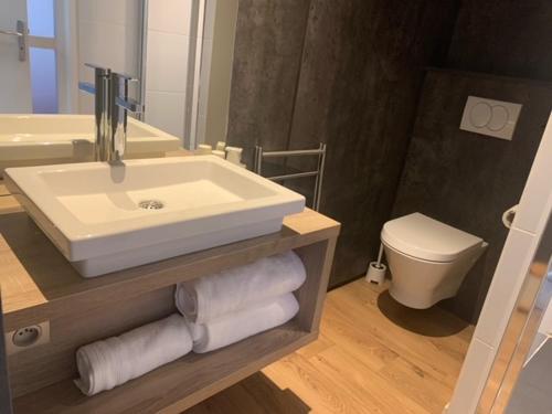 サン・テティエンヌにあるHôtel QUAI33のバスルーム(洗面台、トイレ付)