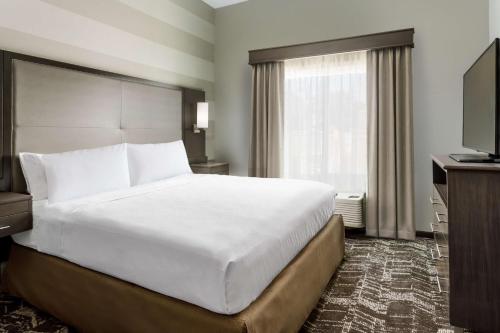 a hotel room with a large bed and a television at Homewood Suites By Hilton San Jose Santa Clara in San Jose