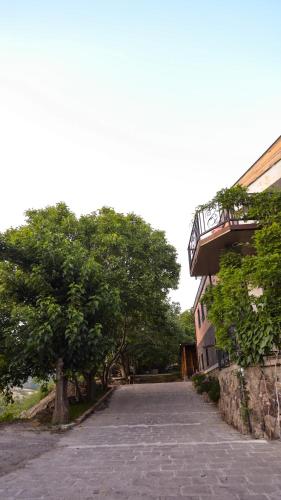 a street with a tree and a building at Old Byurakan Gouest House in Byurakan