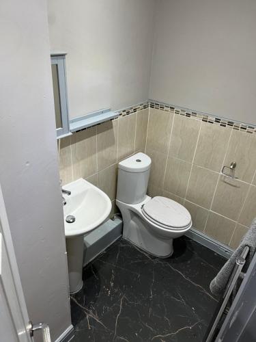 a bathroom with a toilet and a sink at One Bed Studio Apartment 