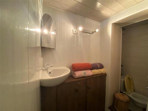 une salle de bain avec un lavabo et des toilettes dans l'établissement Appartement 2 pièces, 5 min du téléphérique Avoriaz, navette gratuite, parking, jardin, services inclus - FR-1-754-41, à Morzine