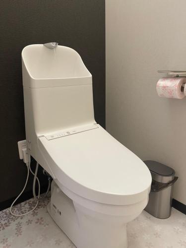 a bathroom with a white toilet in a room at ポセイドン グランピング Poseidon Glamping in Kujukuri
