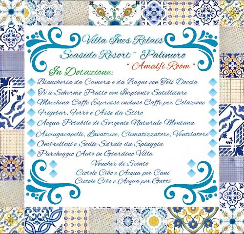 a wedding invitation with a blue and white floral patterned at AMALFI ROOM ~ Camera indipendente con Bagno interno per Max 3/4 Persone in Palinuro