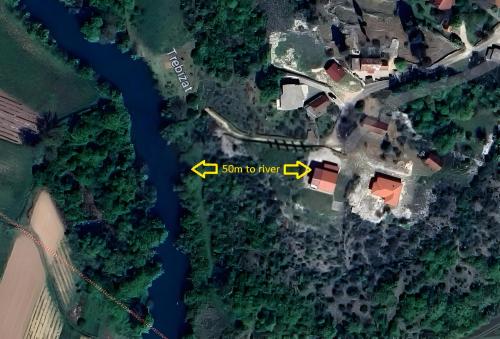 a map of the site of a house in the water at Riverside Bučine in Ljubuški