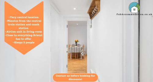 a door to a dining room with a table at Central Apt-2Bed 2Bath-AC unit-By FabAccommodation in Bristol