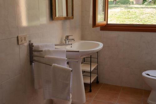 a bathroom with a sink and a toilet at Appartamenti Casalsole in Cerreto Guidi