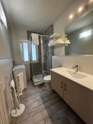 a bathroom with a sink and a toilet and a shower at Apartment Dalla Mirella in Florence