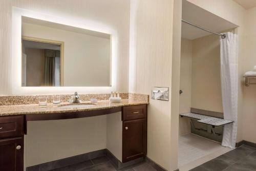 a bathroom with a sink and a mirror at Homewood Suites by Hilton Charleston - Mount Pleasant in Charleston