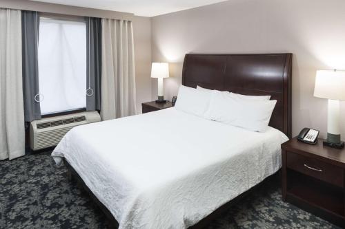a hotel room with a large bed and a window at Hilton Garden Inn Cincinnati/Mason in Mason