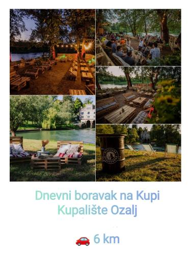 a collage of photos of a park with benches at Holiday house Panorama in Ozalj