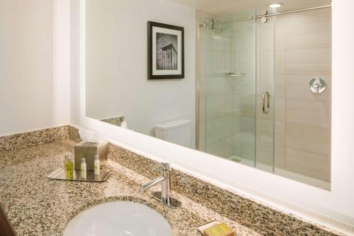 a bathroom with a sink and a shower at DoubleTree by Hilton Pittsburgh - Cranberry in Cranberry Township