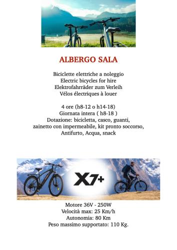 a flyer for a bike shop with a picture of a bike at Albergo Sala in Valbrona