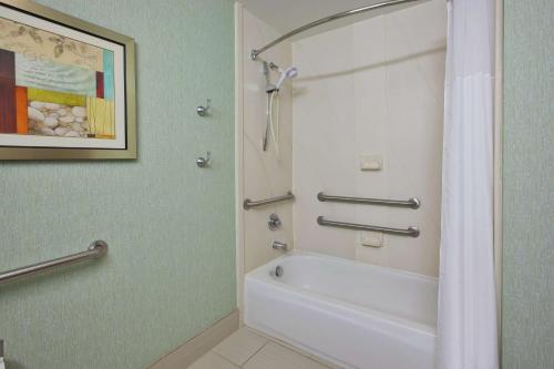 y baño con bañera y ducha. en Hampton Inn & Suites South Bend, en South Bend