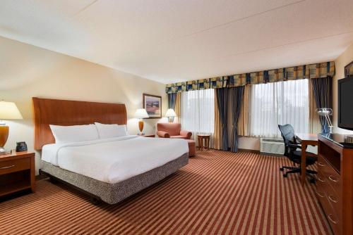 Habitación de hotel con cama y escritorio en Hilton Garden Inn Washington DC/Greenbelt, en Greenbelt