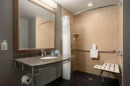 a bathroom with a sink and a mirror at Hampton Inn and Suites Ogden in Ogden