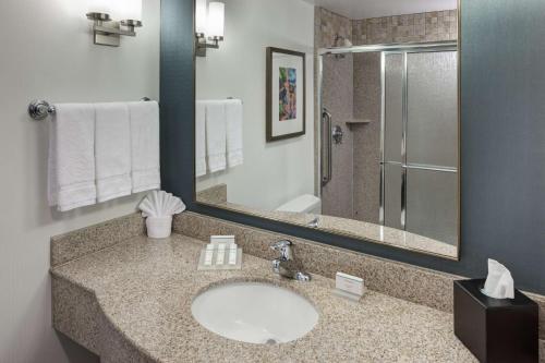 a bathroom with a sink and a shower at Hilton Garden Inn Tucson Airport in Tucson