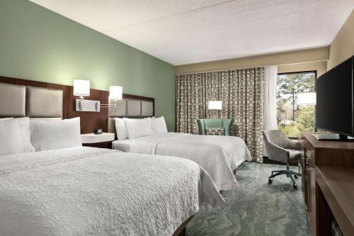 een hotelkamer met 2 bedden en een televisie bij Hampton Inn Richmond/Ashland in Ashland