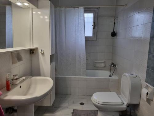 uma casa de banho com um WC, um lavatório e uma banheira em ΚΤΗΜΑ ΜΠΟΡΑΒΟΥ em Kastoria