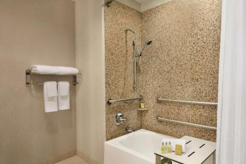 a bathroom with a tub and a shower and a sink at DoubleTree by Hilton Atlanta Northeast/Northlake in Atlanta