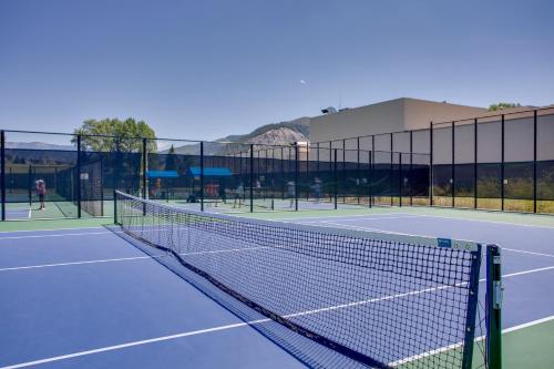 a tennis net on a tennis court at Walk to Beaver Creek Shuttle! Avon Condo with Deck in Avon