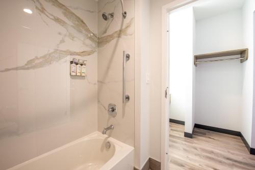 a bathroom with a tub and a shower at Express Inn & Suites in Houston