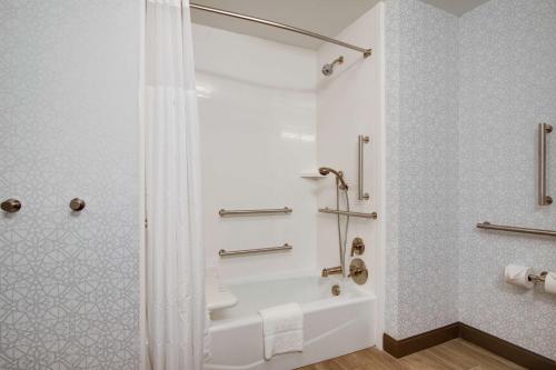 a bathroom with a shower and a white tub at Hampton Inn & Suites by Hilton Nashville North Skyline in Nashville