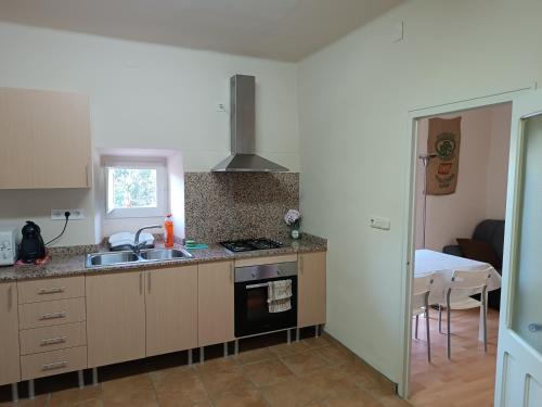 a kitchen with a sink and a stove top oven at Apartamento en Terrades, Empordà in Terrades