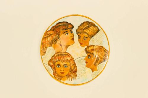 a drawing of a group of people on a plate at Romantic Casa Rumi overlooking the Sea in Sayulita