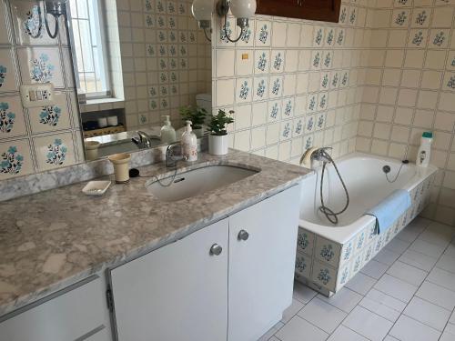 Orba的住宿－ROMI ORBA，浴室配有盥洗盆和浴缸。