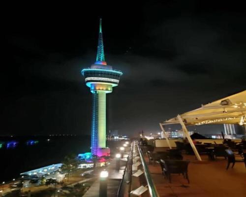 a view of the berlin tv tower at night at Loveyna guest house in Kuantan