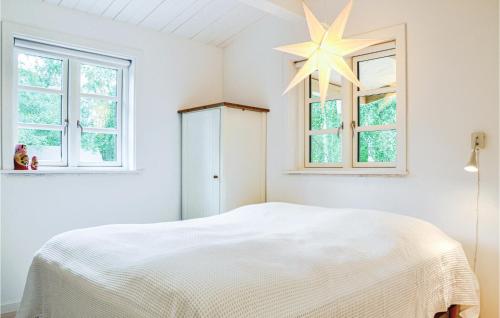 Frederiksværkにある3 Bedroom Beautiful Home In Frederiksvrkの白いベッドルーム(白いベッド1台、窓2つ付)