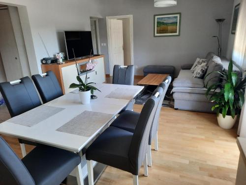 a living room with a table and chairs at Apartman Dada in Krapinske Toplice