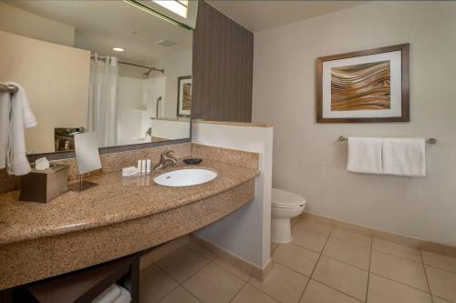 a bathroom with a sink and a toilet at Courtyard by Marriott Hagerstown in Hagerstown
