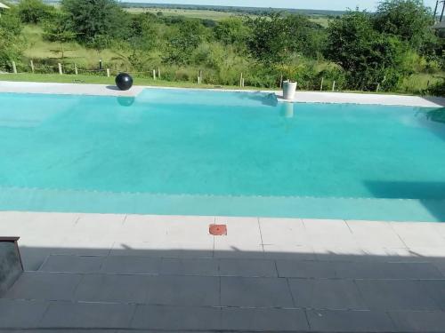 a large blue swimming pool with a ball in it at Xhabe Safari Lodge Chobe in Muchenje