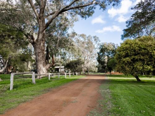 a dirt road with a tree and a fence at Farm View Villa in Margaret River Town