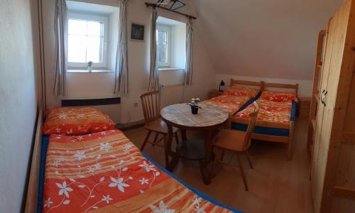 Postel nebo postele na pokoji v ubytování Chalupa Pod Lípou